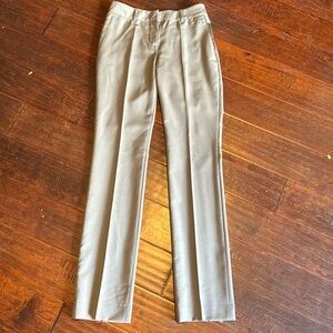 Roberto Cavalli trousers neutral tan colorway wrapped buttons and satin details